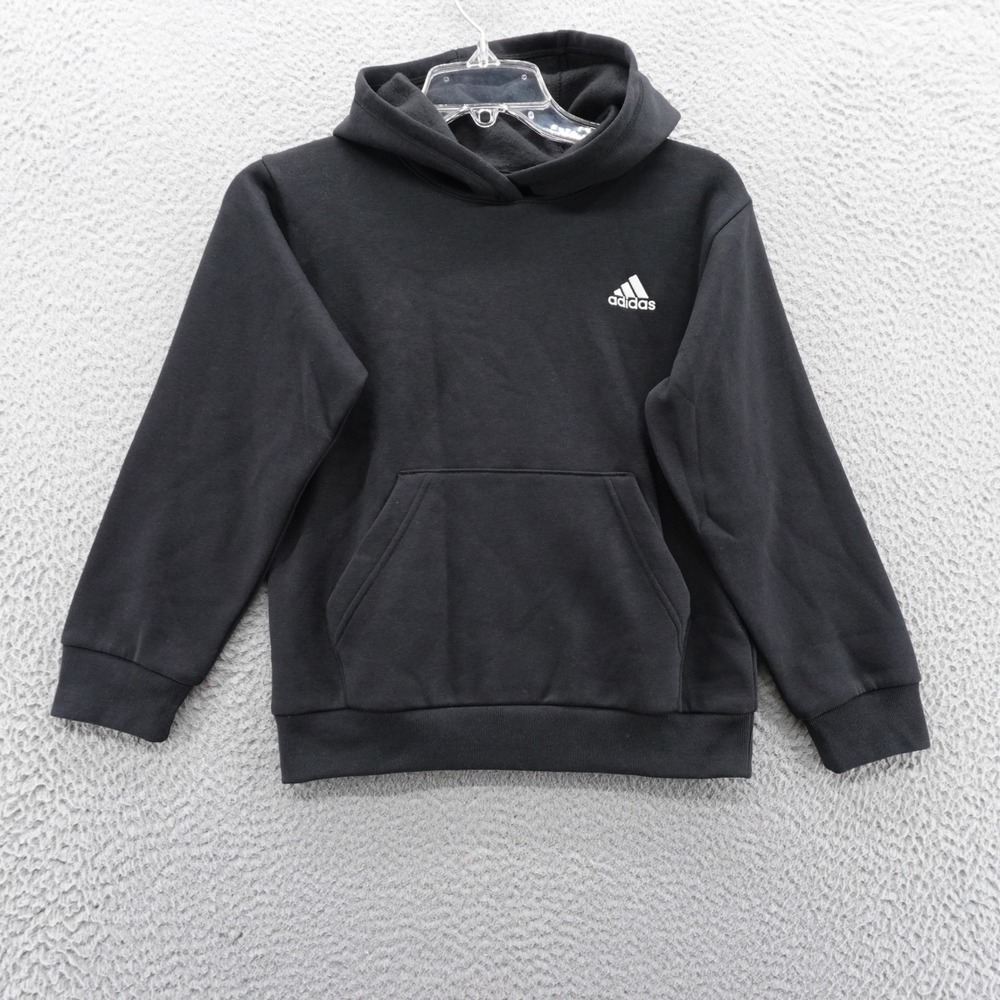 Kids Adidas Black Essential Hoodie Regular Fit Pullover‎ Size Small US 8 NEW